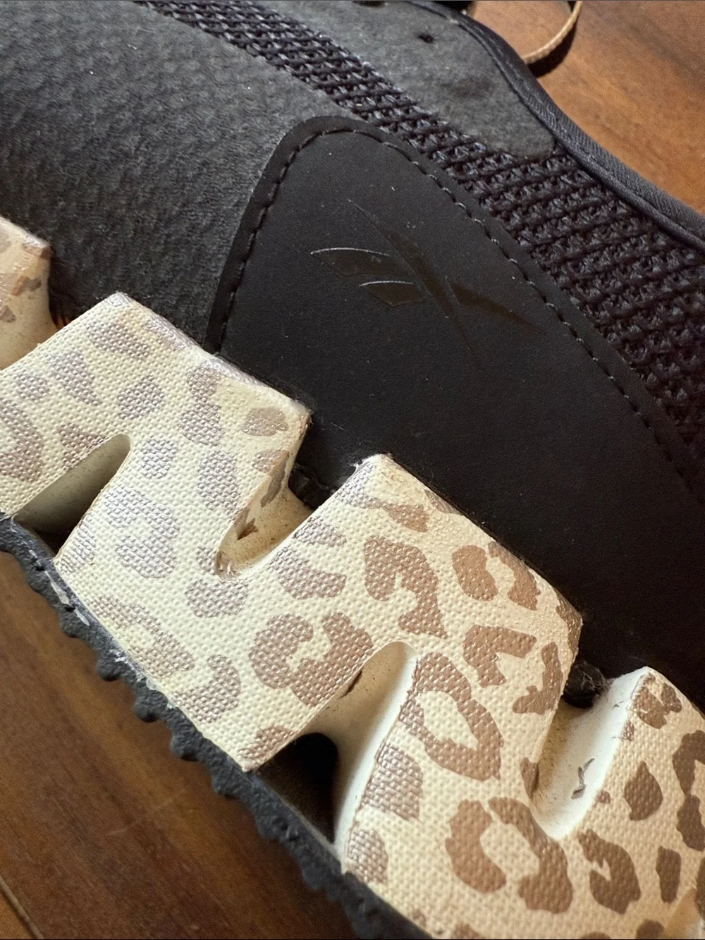 NWOT- Ortho Comfort Reebok Black Athletic Shoes with Patterned Cheetah Sole-8